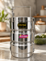 ONAM BOMBAY stainless steel tiffin lunch box for office school and daily useONAM BOMBAY stainless steel tiffin lunch box for office school and daily use