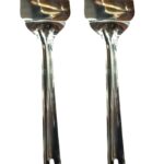 Set of two stainless steel spatulas with polished finish, ideal for flipping, turning, and serving foods