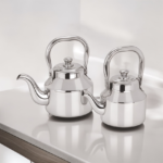 "Dhara Steel Kettle crafted with high-quality stainless steel, perfect for boiling water and beverages