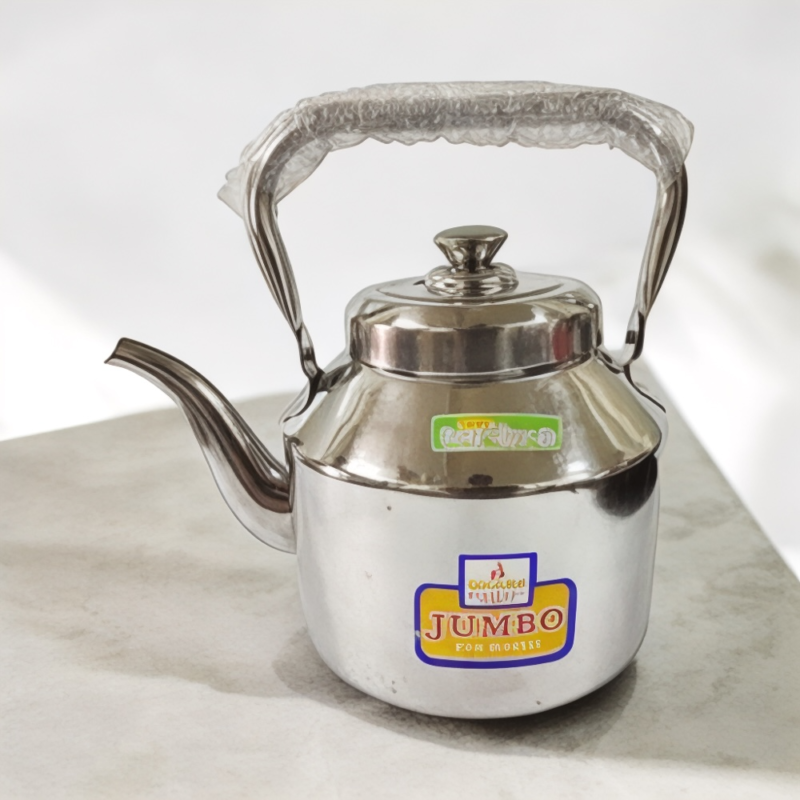 "Dhara Steel Kettle crafted with high-quality stainless steel, perfect for boiling water and beverages