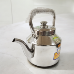 "Dhara Steel Kettle crafted with high-quality stainless steel, perfect for boiling water and beverages