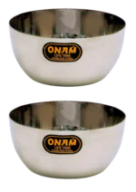 Set of two large stainless steel apple katora bowls by ONAM