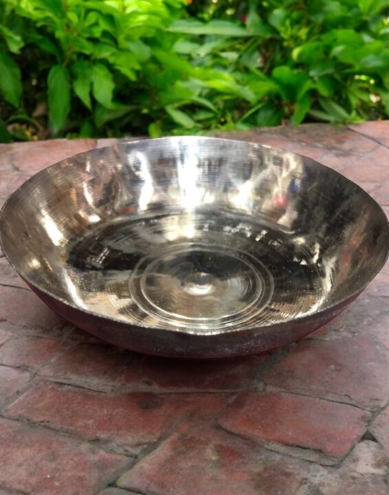 Pure Handmade Kansa Patra Bronze Plate Set of Two for Puja and Traditional Rituals, eco-friendly and auspicious