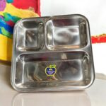 Sunrise Stainless Steel 3-in-1 Bhojan Thals (Set of 2) with a sleek, durable design and three compartments for a perfectly organized dining experience.