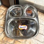 Manish Products 3-in-1 Bhojan Thal Set of Two with three compartments, made from durable stainless steel for an organized dining experience.