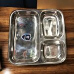 Dolphin 3-in-1 Bhojan Thal Set of Two with three spacious compartments, crafted from premium stainless steel for a durable and versatile dining experience.