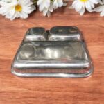Dolphin 3-in-1 Bhojan Thal Set of Two with three spacious compartments, crafted from premium stainless steel for a durable and versatile dining experience.