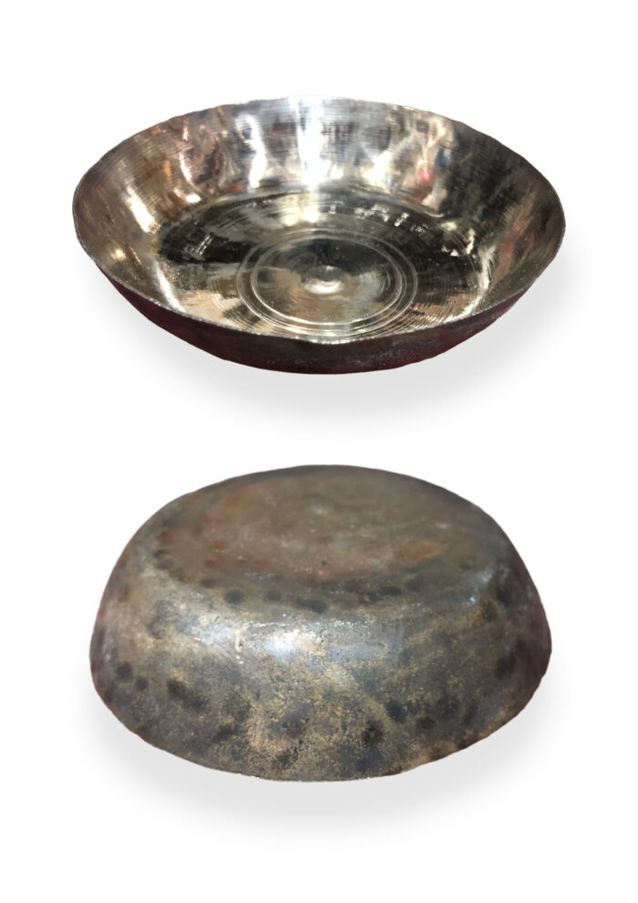 Handmade bronze plate (Kansa Patra) for puja, ideal for rituals and religious ceremonies