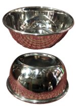 A set of three stainless steel dinner bowls with elegant round beading design by Onam