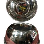A set of three stainless steel dinner bowls with elegant round beading design by Onam