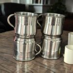 Rajat Gold 6 Cup Set, silver line design, 200 ml capacity, 2.5 x 2.5 inch size