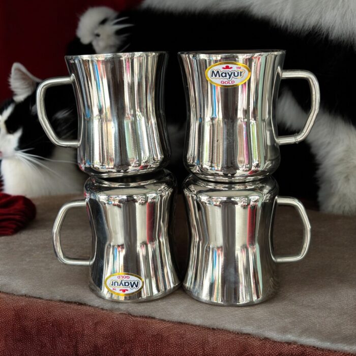 Mayur Gold Small Damru 4 Cup Set, 350 ml capacity, stylish and durable cups