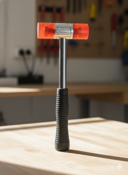 Soft Face Hammer with replaceable soft heads and wooden or fiberglass handle, ideal for non-marring strikes and delicate assembly work.