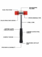 Soft Face Hammer with replaceable soft heads and wooden or fiberglass handle, ideal for non-marring strikes and delicate assembly work.