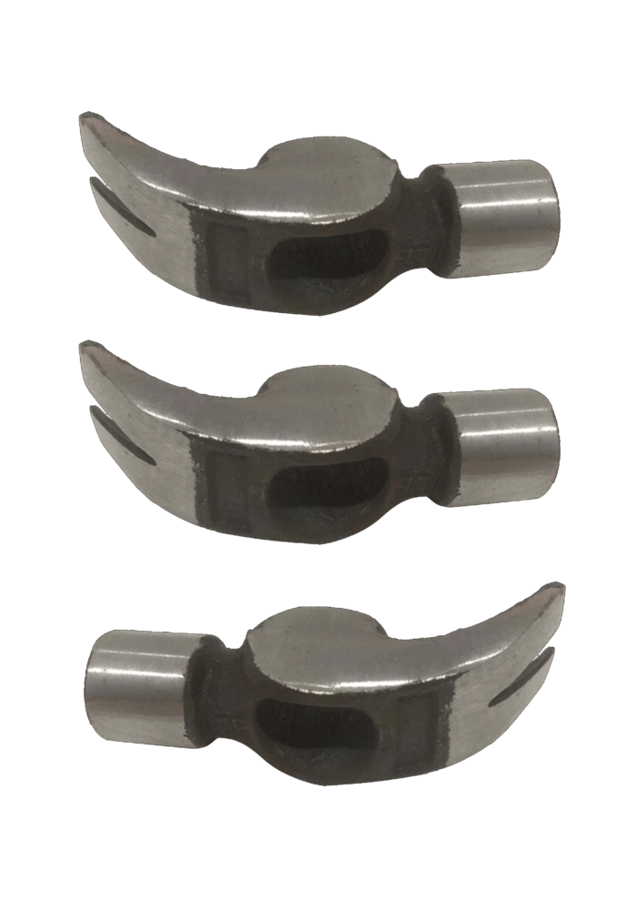 Set of 3 claw hammer heads, 3/4 lb each, handle not included