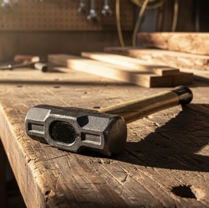 Heavy Duty Sledge Hammer with a forged steel head and sturdy wooden handle, designed for construction, masonry, industrial, and utility work.