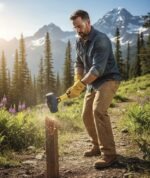 Heavy sledge hammer with forged steel head and indestructible fiberglass handle, designed for construction, demolition, and heavy-duty industrial use.