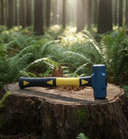 Heavy sledge hammer with forged steel head and indestructible fiberglass handle, designed for construction, demolition, and heavy-duty industrial use.