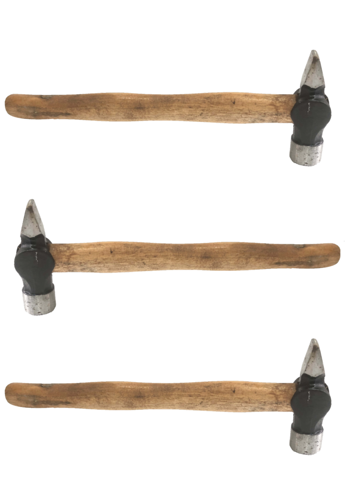 Cross Pein Hammer Set of Two, featuring durable steelheads and ergonomic wooden handles, available in sizes 200 gm, 300 gm, and 500 gm. Ideal for metalworking, carpentry, and construction tasks