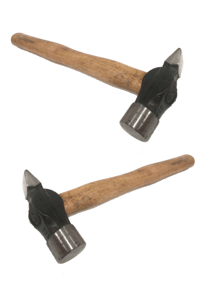 Cross Pein Hammer Set of Two, featuring durable steelheads and ergonomic wooden handles, available in sizes 200 gm, 300 gm, and 500 gm. Ideal for metalworking, carpentry, and construction tasks