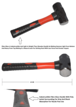 Bahubali sledge hammer with indestructible fiberglass handle, available in 1.5 lb and 2 lb sizes