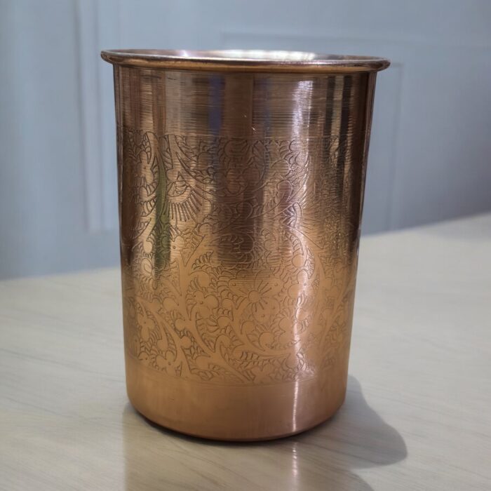VedicGlow Copperware Glass 4 Pc Set – Premium 300 ml Ayurvedic copper glasses for health and wellness enthusiasts, perfect for detoxification and digestion improvement.