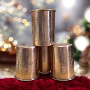 VedicGlow Copperware Glass 4 Pc Set – Premium 300 ml Ayurvedic copper glasses for health and wellness enthusiasts, perfect for detoxification and digestion improvement.