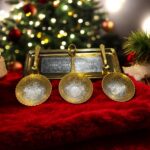 Golden Grace Celebration Brass Set of 7 Pc with 3 bowls, 3 spoons, and an embossed 12-inch tray, perfect for weddings and anniversaries