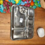 FamilyFeast 6-in-1 Steel Bhojan Thal Set of Two – Durable and Spacious Stainless Steel Plate with Deep Compartments for Organized Family Meals
