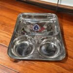 Dolphin TrioServe Bhojan Thal Set of Two made from durable stainless steel, featuring three compartments for organized family meals.