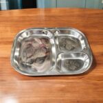Arush 3-in-1 Signature Bhojan Thal Set of Three made of stainless steel with three compartments for organized and stylish family meals.