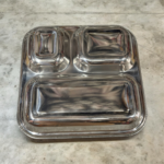 Home Craft 3-in-1 Bhojan Thal Set of Two in stainless steel with three compartments for organized family meals.