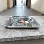 Arush Square Plate made from durable stainless steel, with a modern square design, measuring 8.25 inches in width and height, perfect for family meals.