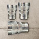 Glass Pulzar Silver Line DBN Set of 3, 400 ml capacity each, with a sleek silver line design and 7-inch height.