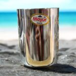 Mayur Gold Signature Glass Set of 3, 500 ml capacity, 8-inch stainless steel glasses for health-conscious families.