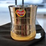 Payal Copper Polish Stainless Steel Glass Set of Two, 7-inch size with 400 ml capacity, featuring a premium copper-toned finish, ideal for health-conscious families