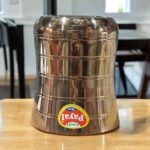 Payal Copper Polish Stainless Steel Glass Set of Two, 7-inch size with 400 ml capacity, featuring a premium copper-toned finish, ideal for health-conscious families