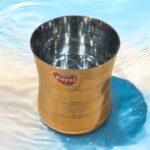 Payal Copper Polish Stainless Steel Glass Set of Two, 7-inch size with 400 ml capacity, featuring a premium copper-toned finish, ideal for health-conscious families