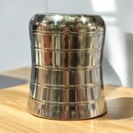 Payal Brass Polish Stainless Steel Glass Set of Two, 7-inch size with 400 ml capacity, perfect for health-conscious families.