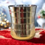 Payal Brass Polish Stainless Steel Glass Set of Two, 7-inch size with 400 ml capacity, perfect for health-conscious families.