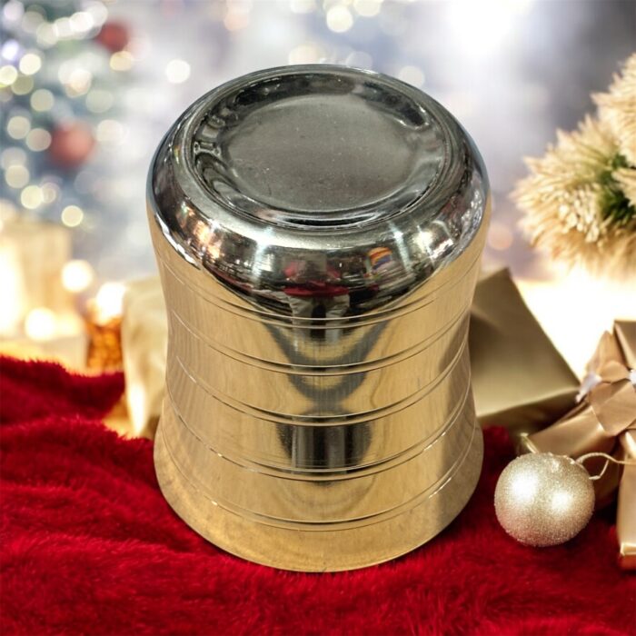 Payal Brass Polish Stainless Steel Glass Set of Two, 7-inch size with 400 ml capacity, perfect for health-conscious families.