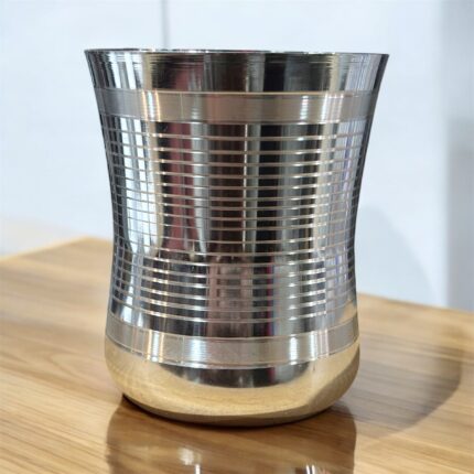 Onam Damru Glass Deep Line Set of 3, 400 ml capacity, made from stainless steel with an elegant deep-line design for a healthy and eco-friendly drinking experience.