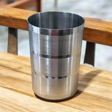 Rishabh Stainless Steel Glass Set of 6, 400 ml capacity, 7-inch height – Durable and eco-friendly drinking glasses for health-conscious families.