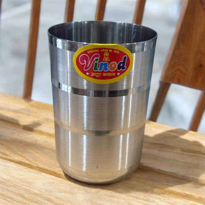 Vinod Stainless Steel Glass Set of 6 - 400 ml Capacity, 7-inch height, durable and eco-friendly drinkware for health-conscious families