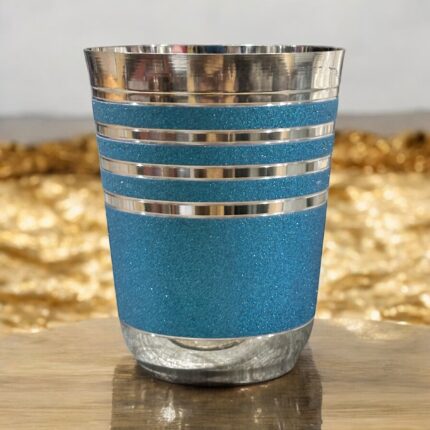 A sleek, premium-quality Azure Elegance Stainless Steel Glass (400ml) set of two, eco-friendly, durable, and perfect for all beverages.