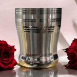 Priyam Gold Glassi Deep Line Set of 3 – 180 ml Stainless Steel Glasses, Eco-Friendly, Unbreakable, and Elegant Deep-Line Design