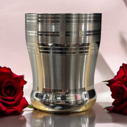 Priyam Gold Glassi Deep Line Set of 3 – 180 ml Stainless Steel Glasses, Eco-Friendly, Unbreakable, and Elegant Deep-Line Design