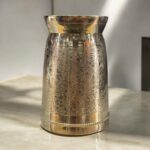 Ambika Damru Brass Glass 400ml – Set of Two, Handcrafted with Traditional Engravings, Eco-Friendly Drinkware
