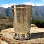 Ambika Damru Brass Glass 400ml – Set of Two, Handcrafted with Traditional Engravings, Eco-Friendly Drinkware