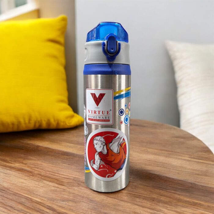 A durable and insulated Ocean Virtue HomeWare Steel Bottle (600ml), made from high-quality stainless steel, designed to keep beverages hot or cold for long hours. Leak-proof, rust-proof, and perfect for school, travel, hiking, and outdoor adventures.